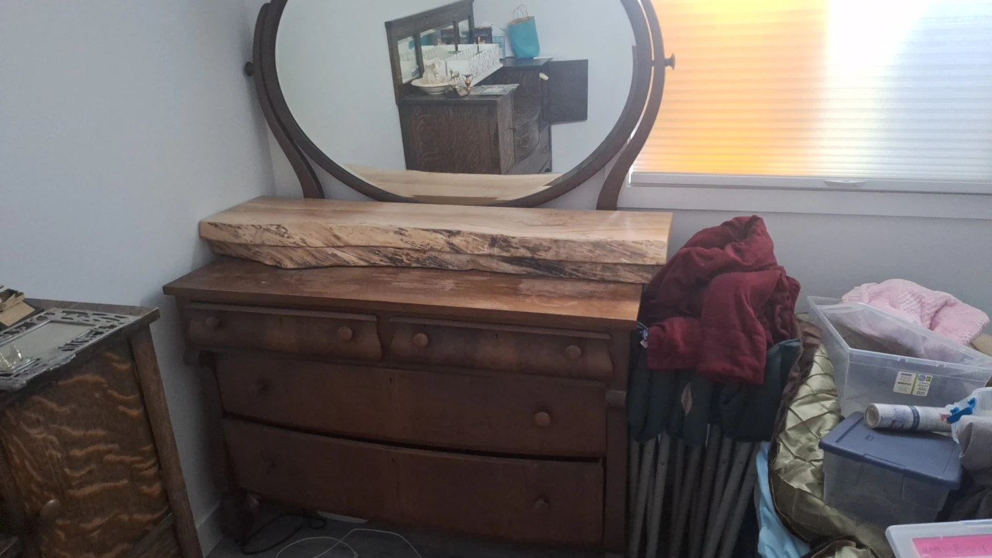 Vintage Wooden Dresser with Mirror