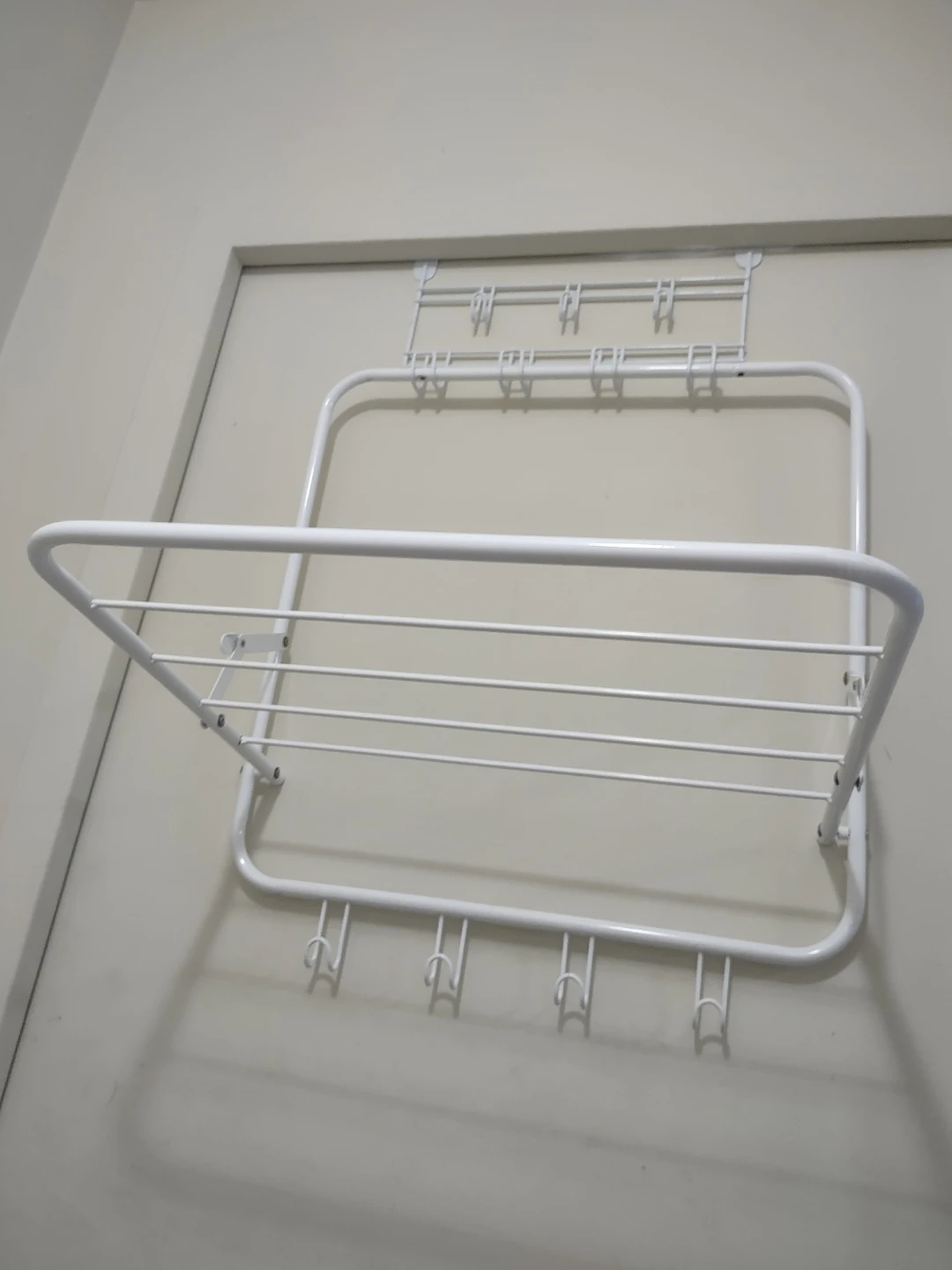 White Metal Over-the-Door Drying Rack with Hooks - photo 3