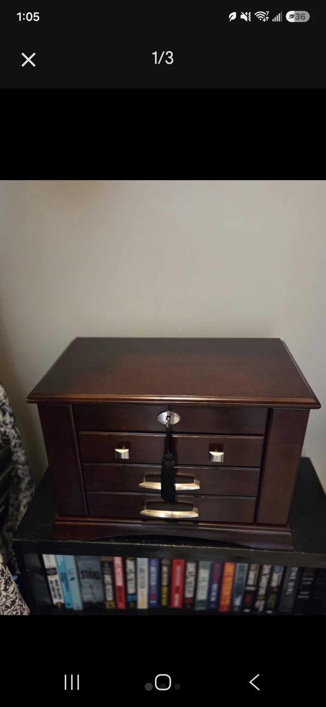 Wooden Jewellery Box with Mirror and Drawers