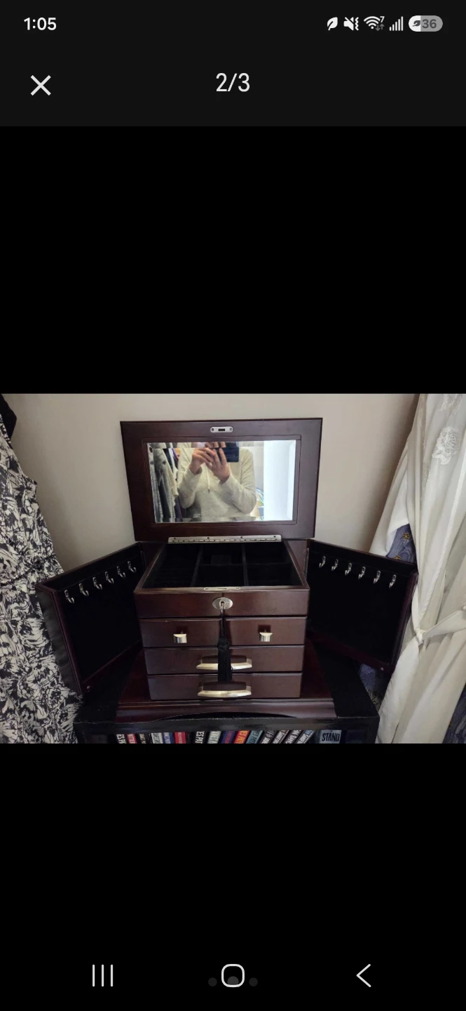 Wooden Jewellery Box with Mirror and Drawers - photo 2