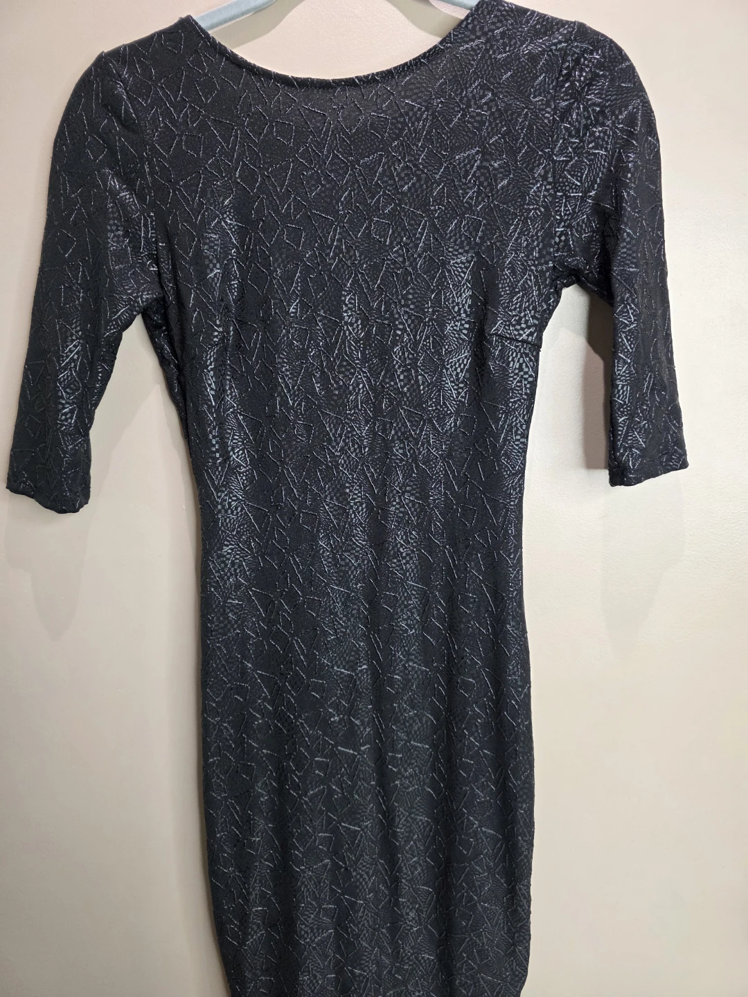 Women's Black Textured Zipper Dress size S