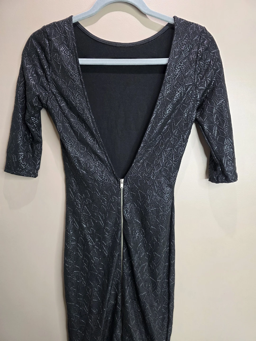 Women's Black Textured Zipper Dress size S - photo 2