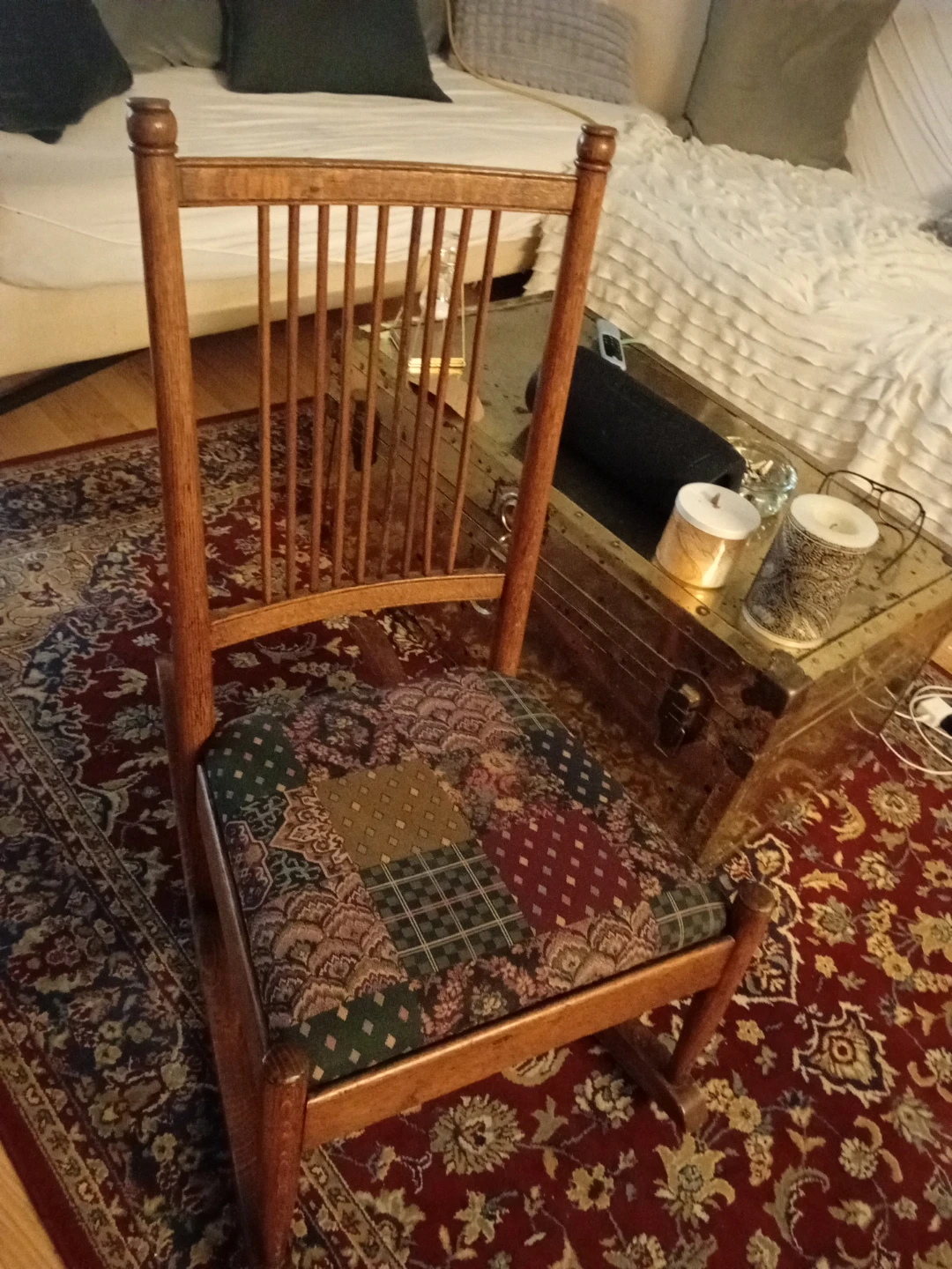 Wooden Rocking Chair with Quilted Seat