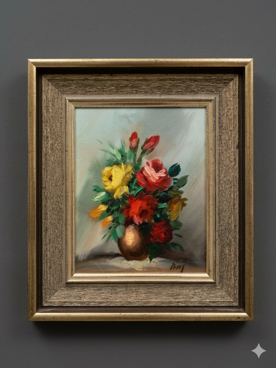 Vintage Floral Oil Painting by Amy