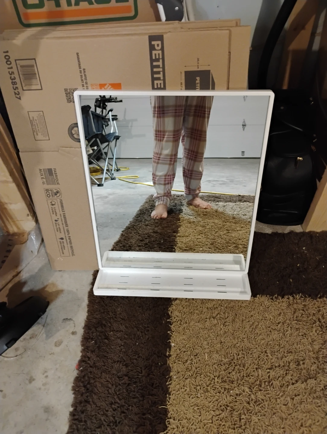 White Wall Mirror with Shelf - photo 2