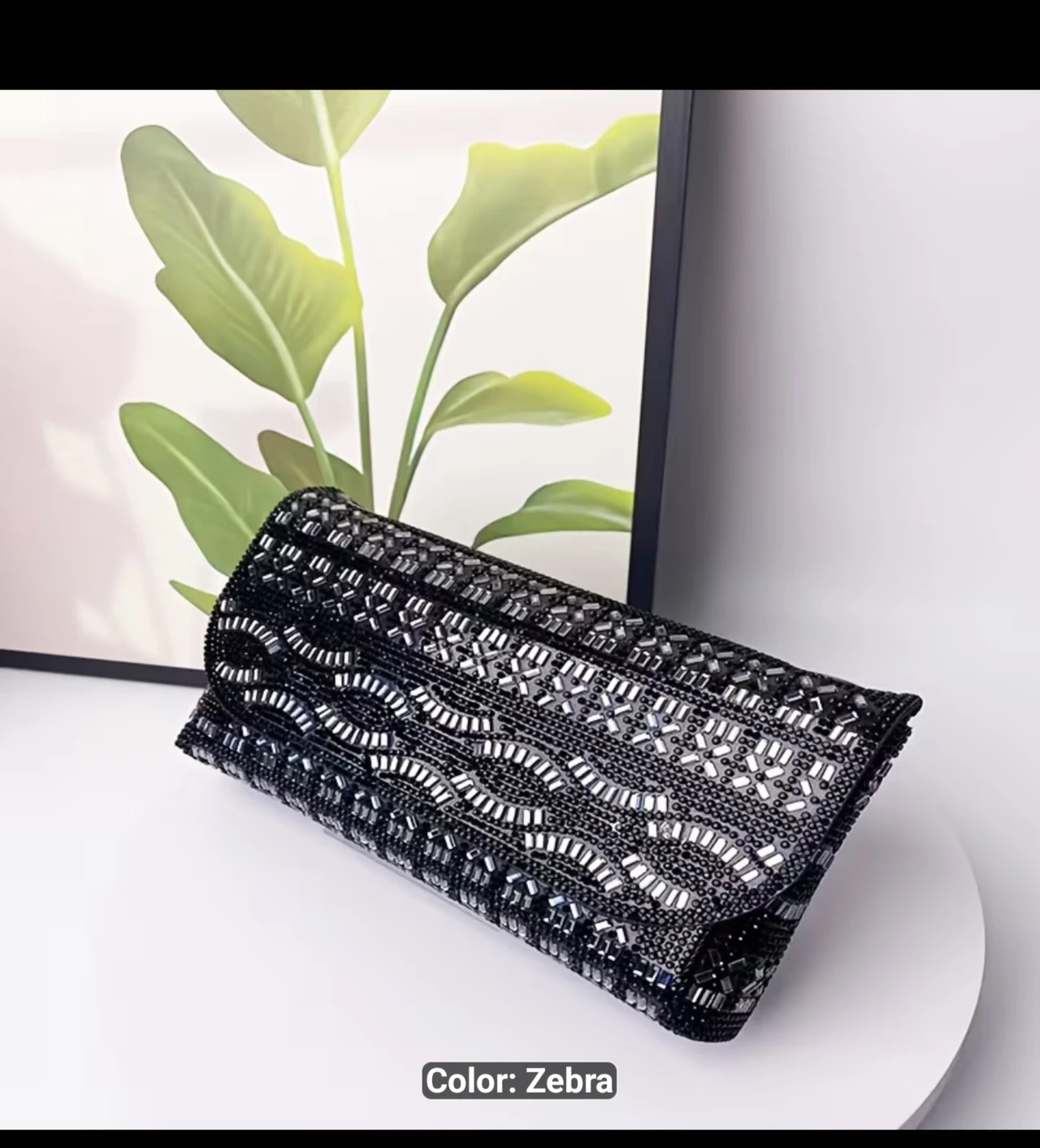 Sparkly Black Clutch Purse with Chain Strap