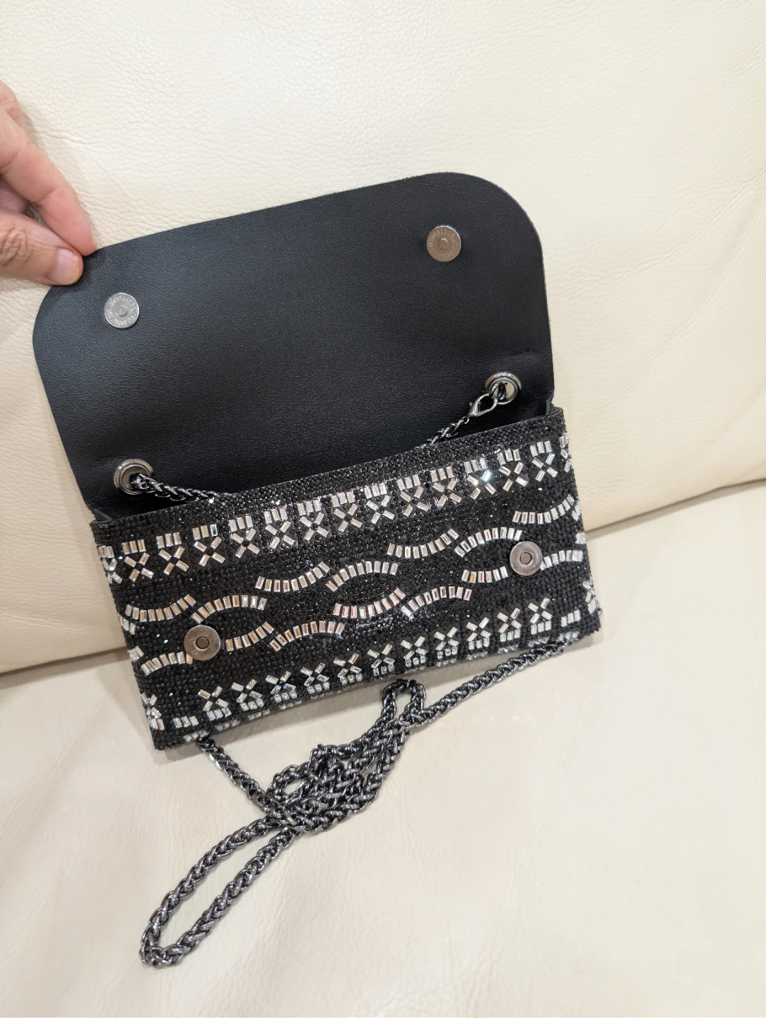 Sparkly Black Clutch Purse with Chain Strap - photo 4