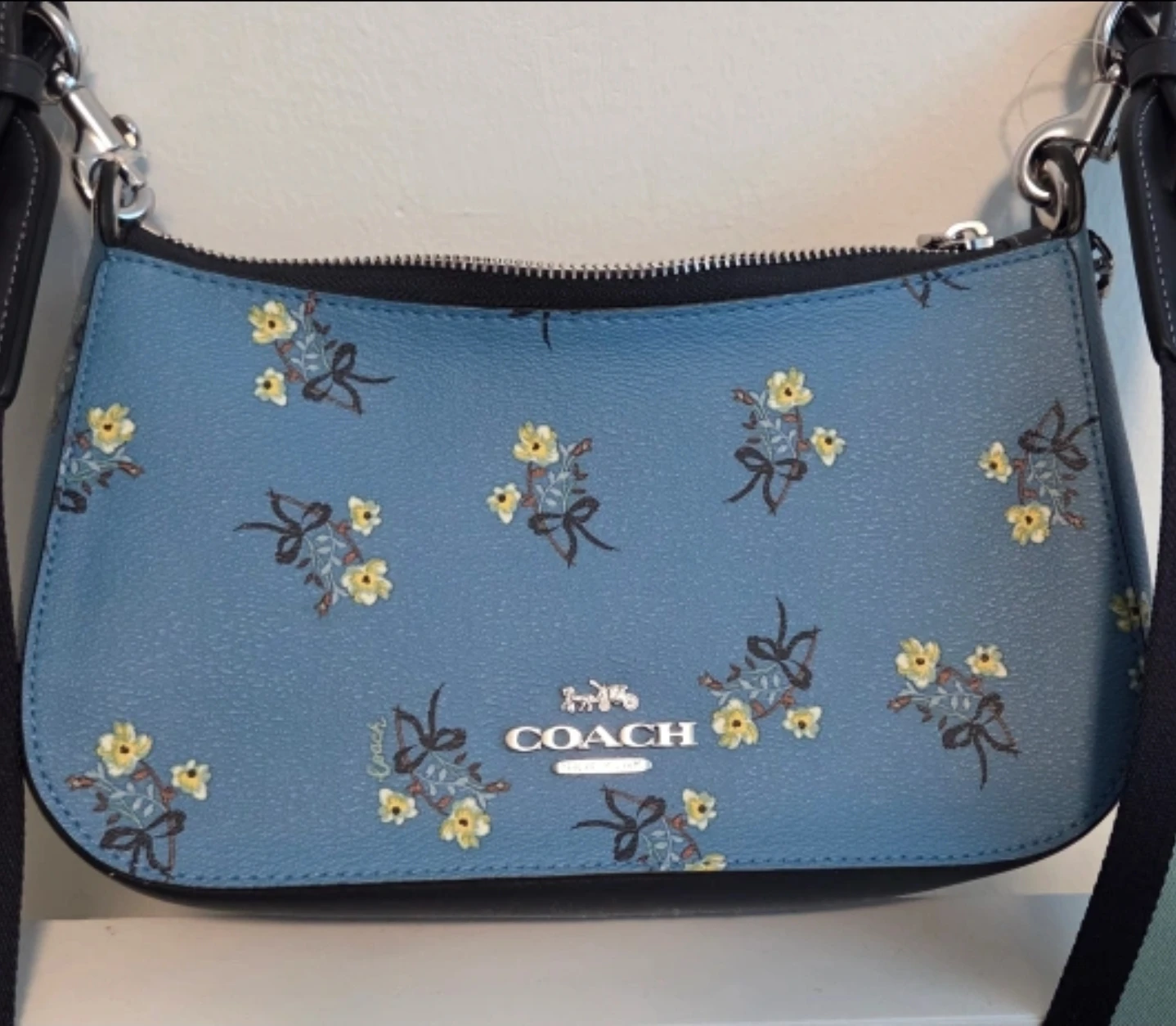 Coach Blue Floral Print Crossbody Bag