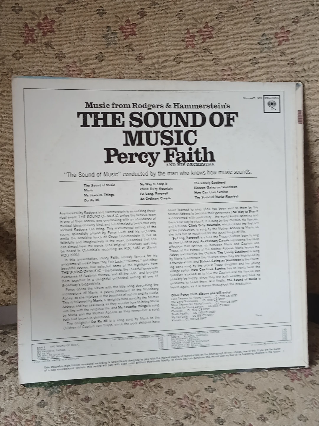 The Sound of Music Vinyl Record by Percy Faith & His Orchestra - photo 4