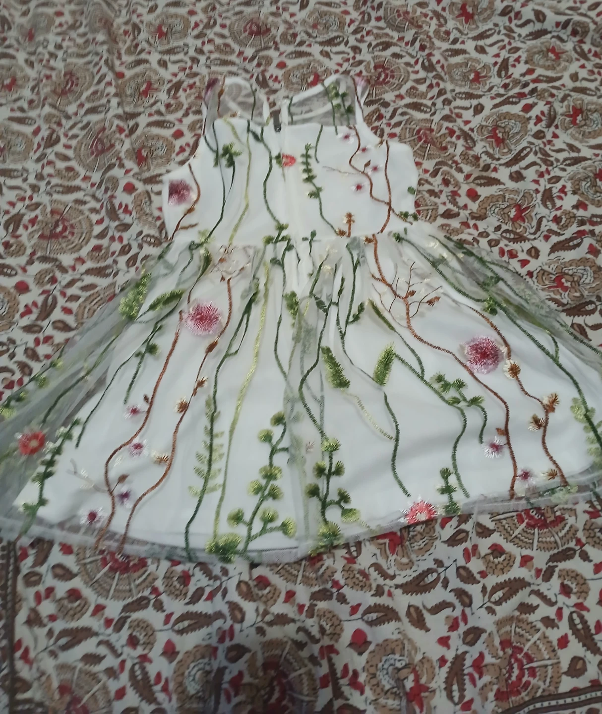 White Embroidered Mesh Dress - photo 2