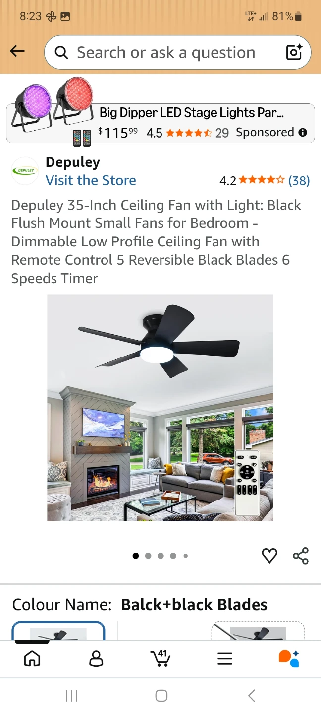 Depuley 35-Inch Ceiling Fan with Light