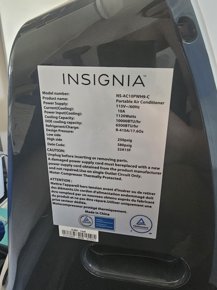 Insignia Portable Air Conditioner NS-AC10PWH9-C 10,000 BTU - photo 4