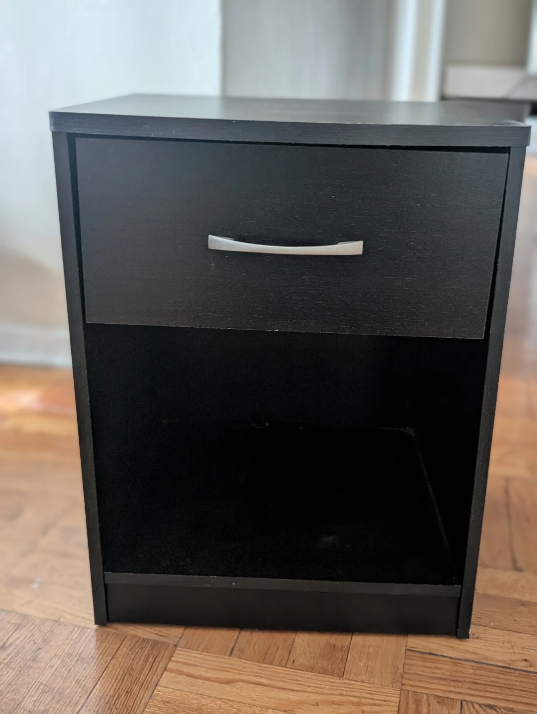 Black Nightstand with Drawer