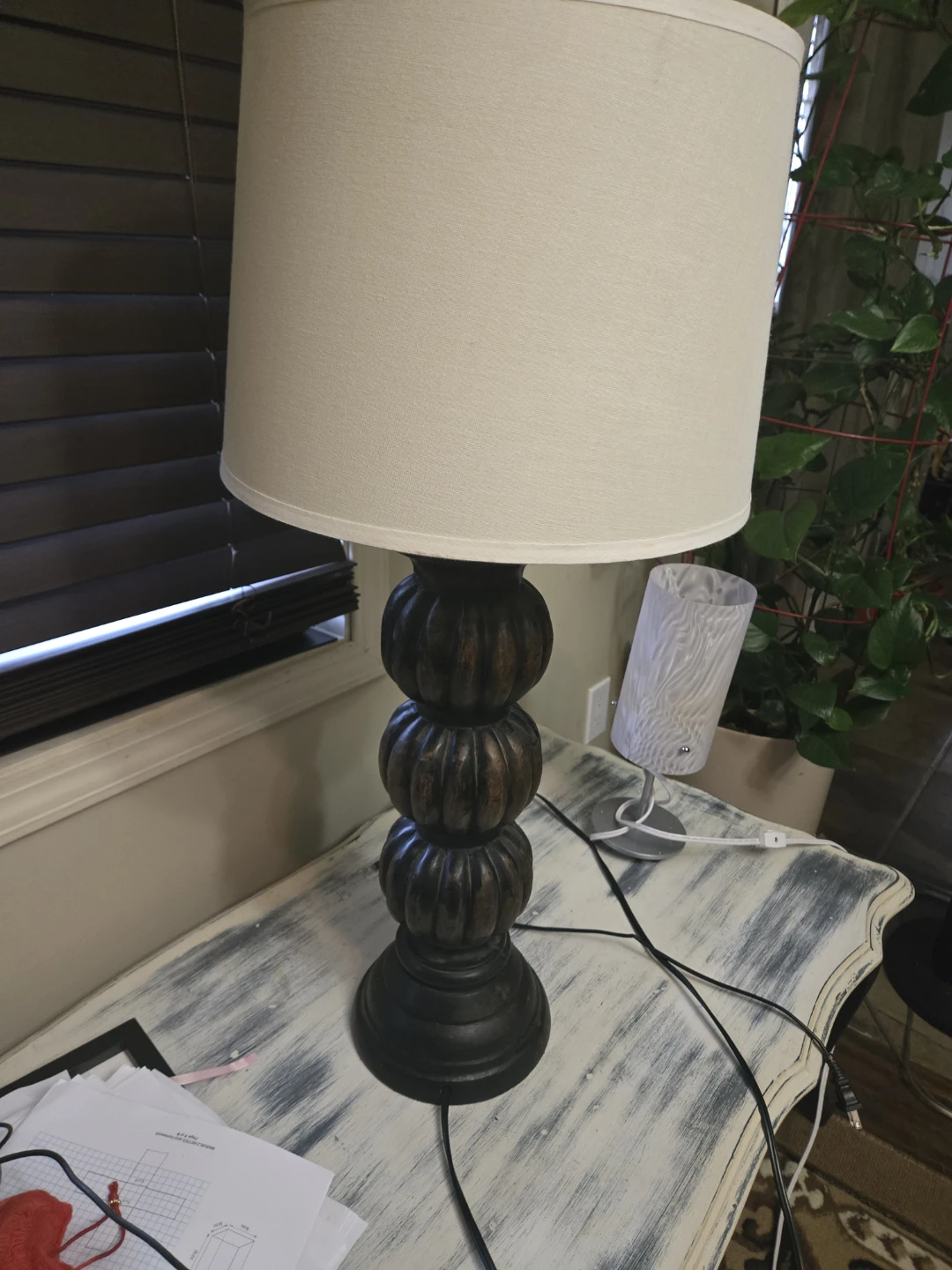 Stacked Globe Table Lamp with Cream Shade