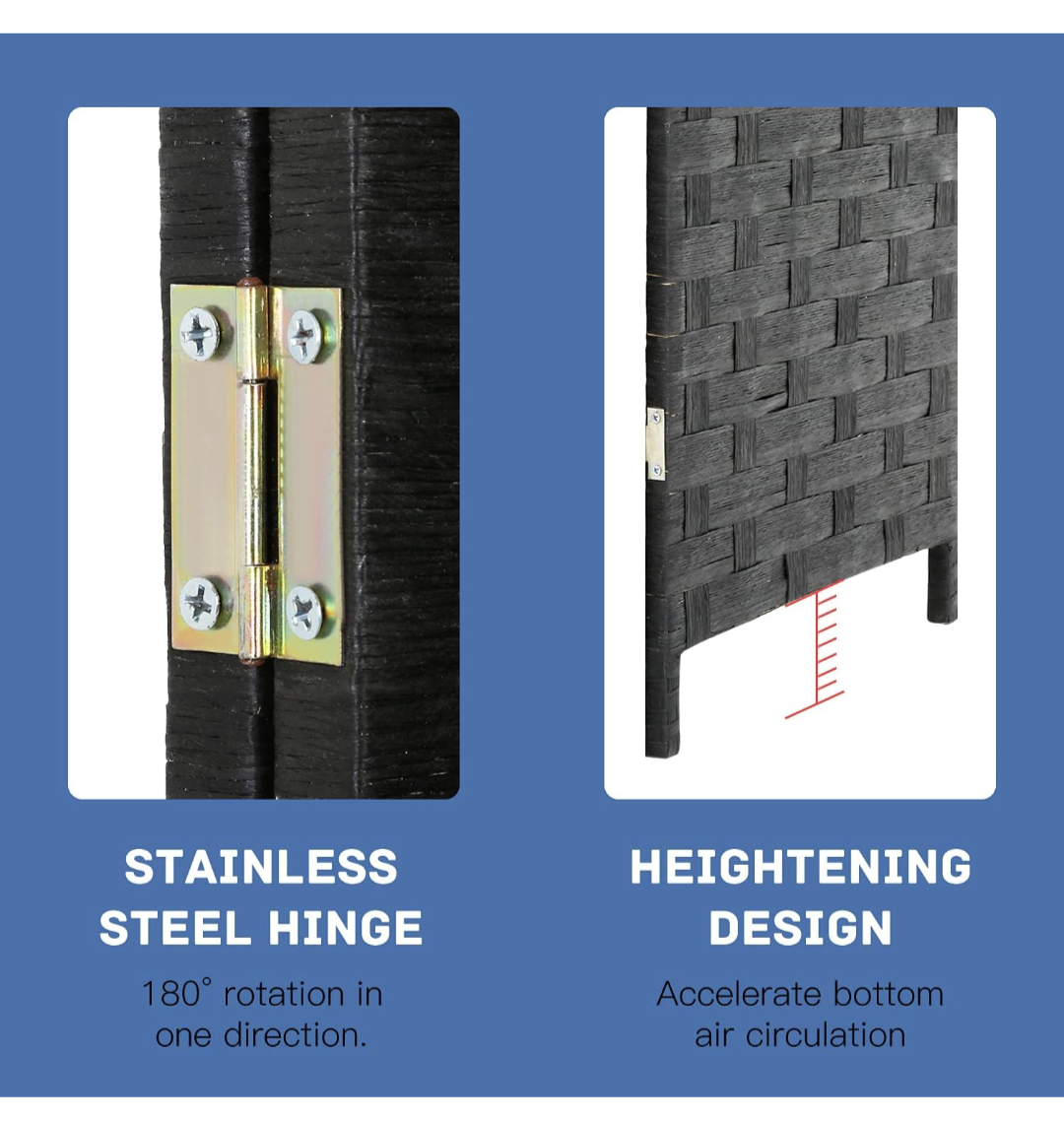 Black 3-Panel Room Divider Screen - photo 5