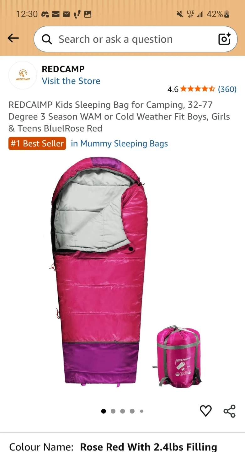 Kids Sleeping Bag- red-pink