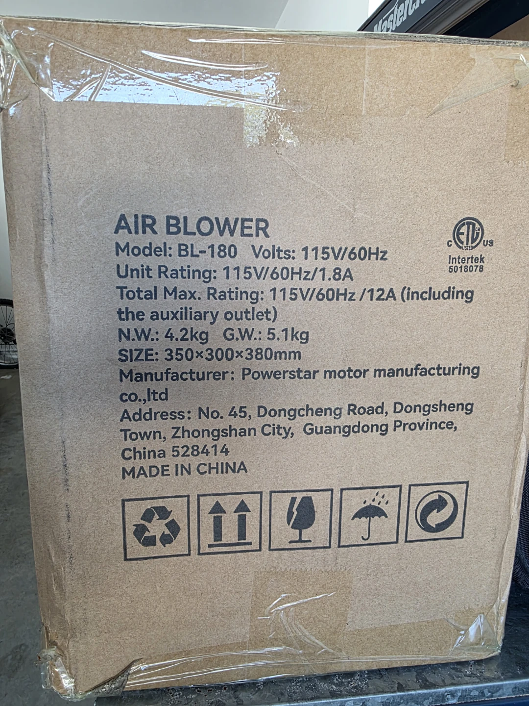 Vevor Air Blower Model BL-180 - photo 2