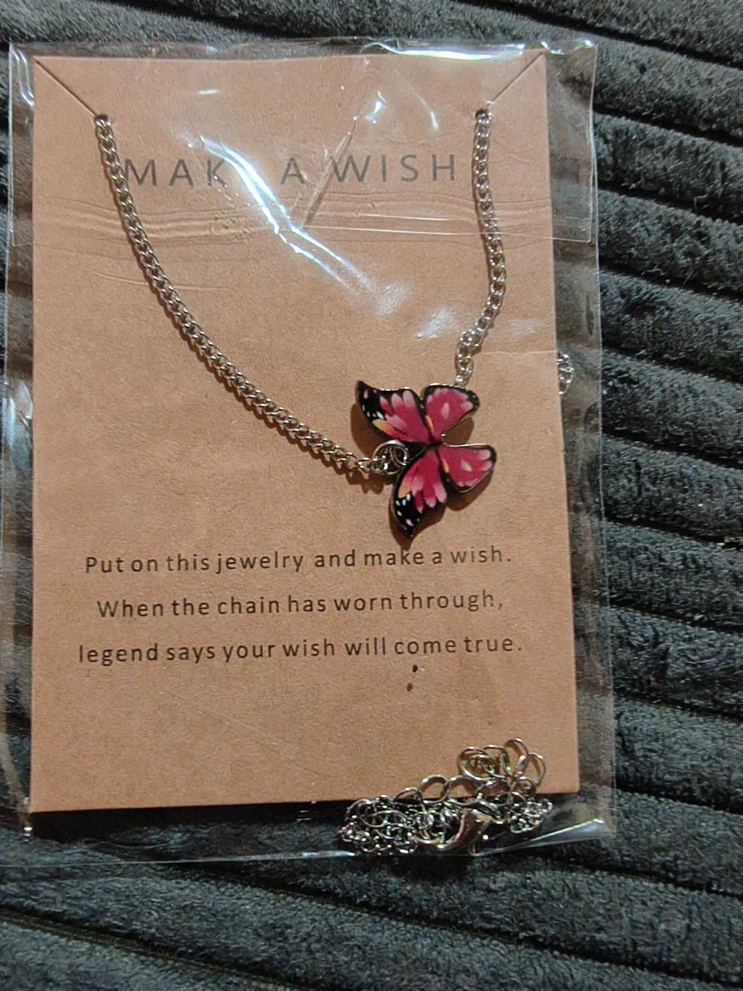Butterfly Necklace on 'Make a Wish' Card
