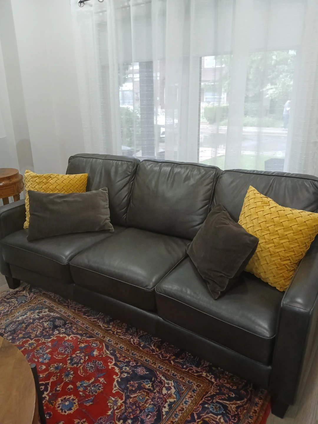 Dark Grey Leather Sofa & Love Seat - photo 2
