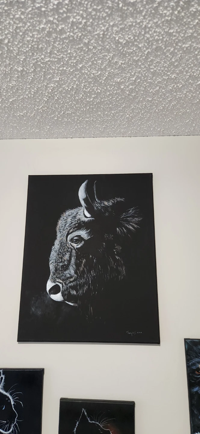 Canvas Painting of a Bison - photo 3