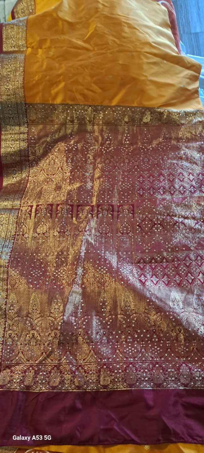 Yellow and Maroon Saree