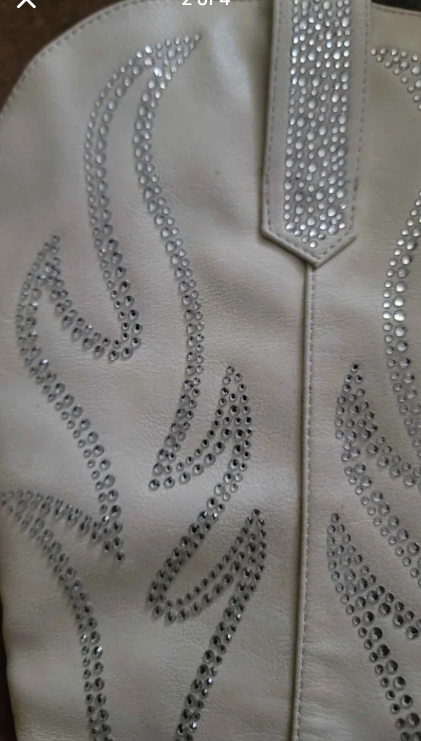 White Embellished Cowboy Boots Size 8 - photo 4