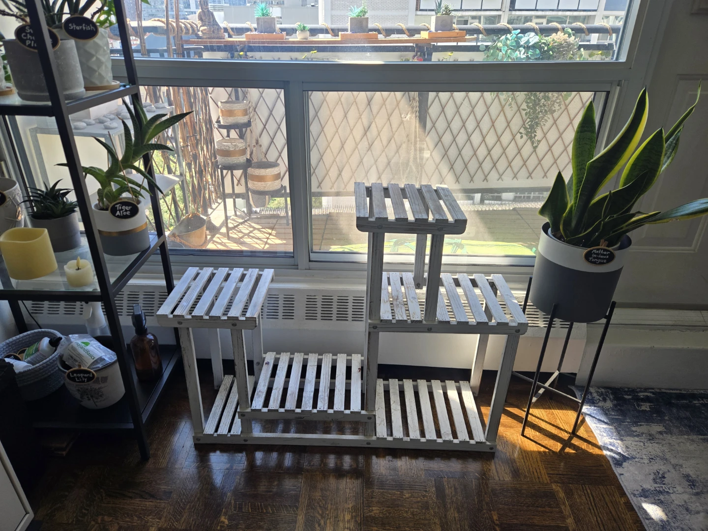 White Wooden Tiered Plant Stand - photo 2