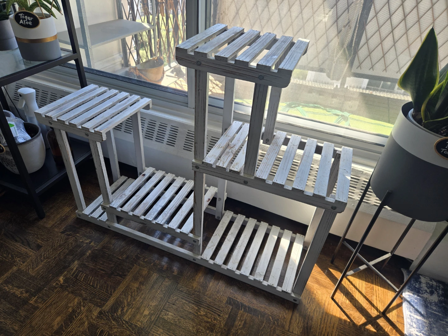 White Wooden Tiered Plant Stand - photo 3