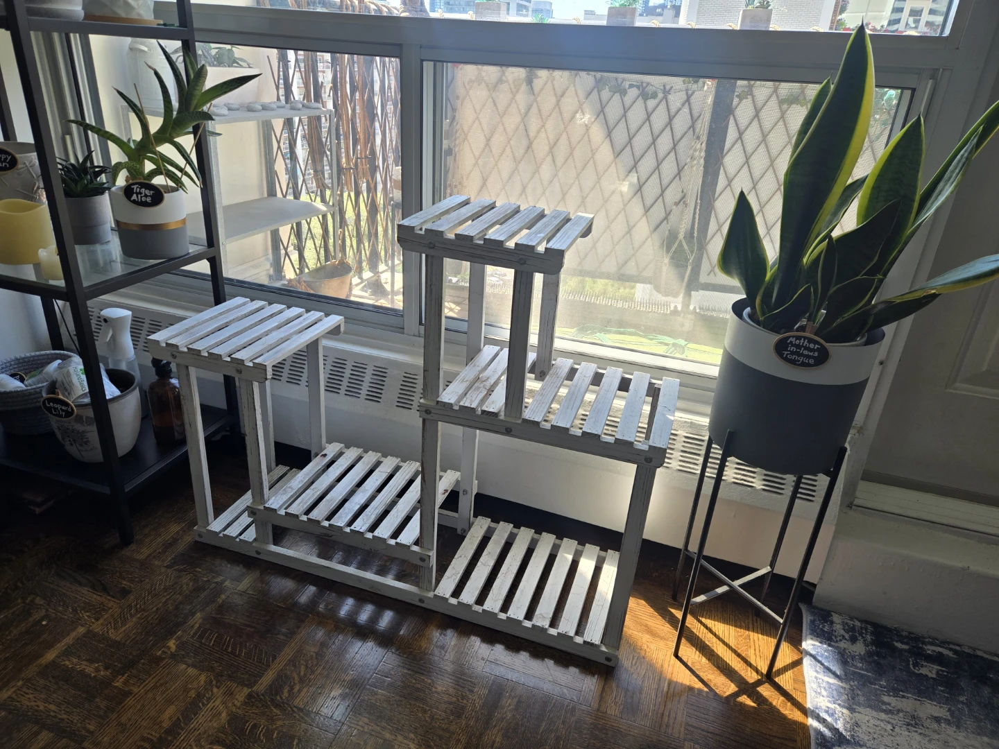 White Wooden Tiered Plant Stand - photo 4