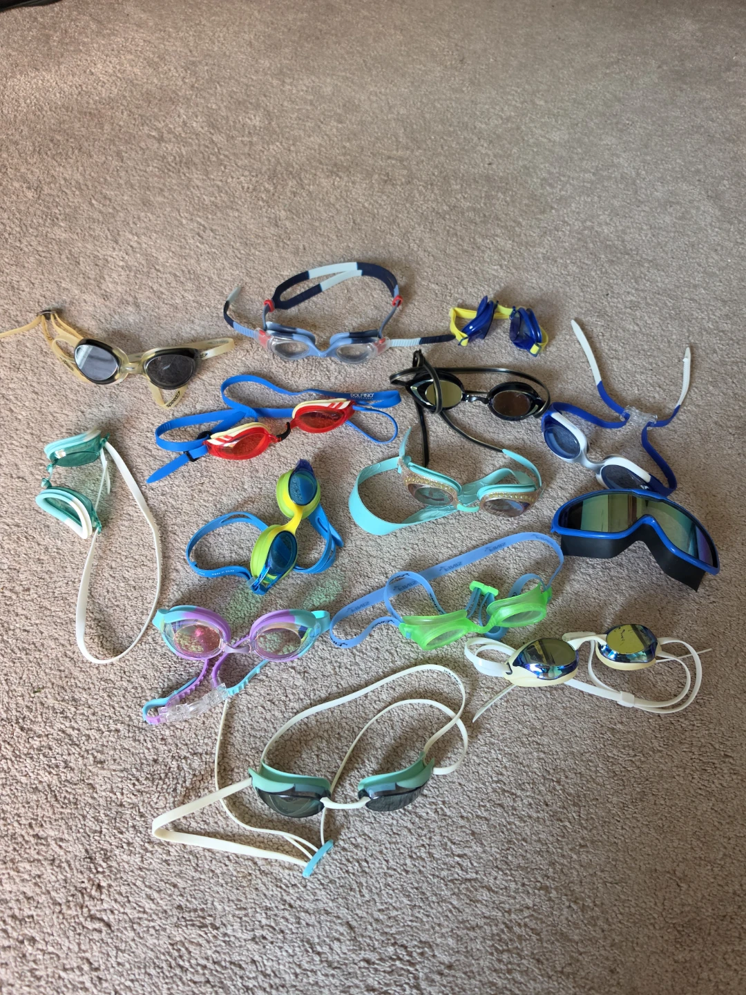 Kids Swimming Goggles and Fins. $10 for all