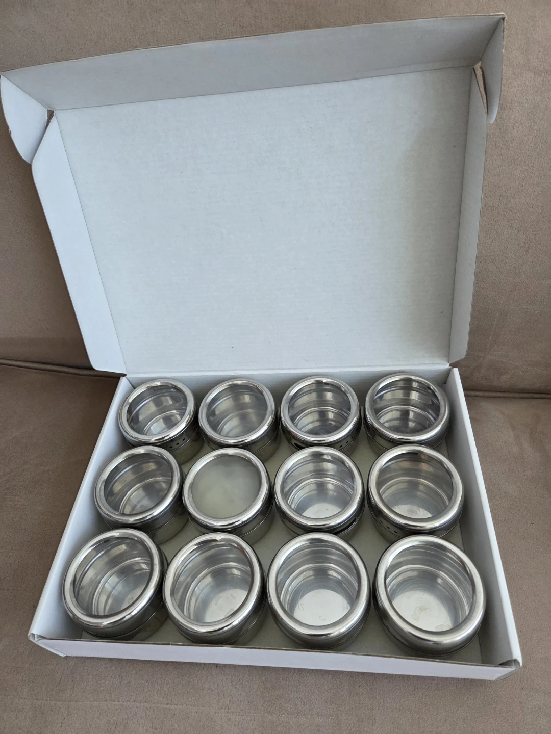 12 Piece Stainless Steel Spice Jars Set