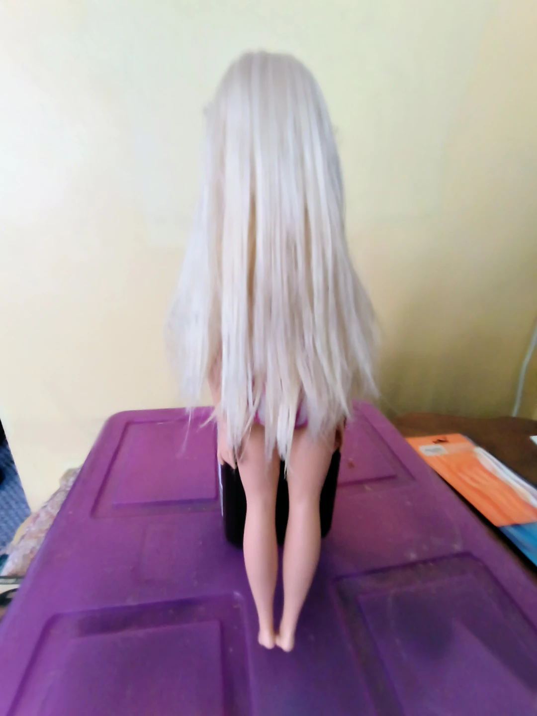 Blonde Doll in Striped Bikini about 11 tall - photo 2