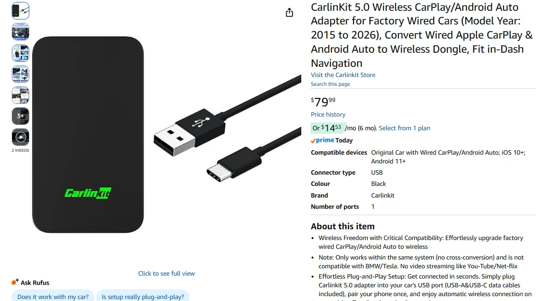 CarlinKit 5.0 Wireless CarPlay/Android Auto Adapter - photo 2
