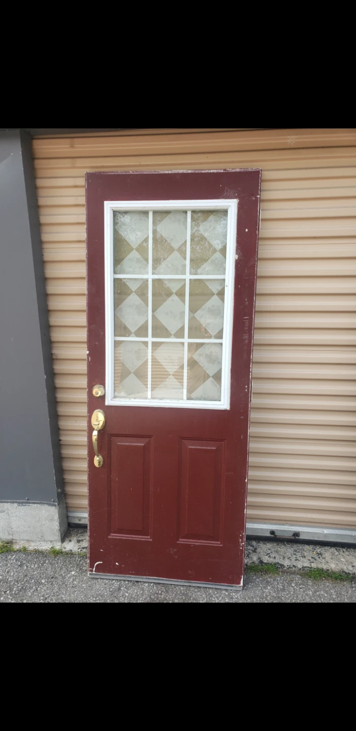 White Exterior Door with Glass Archway
