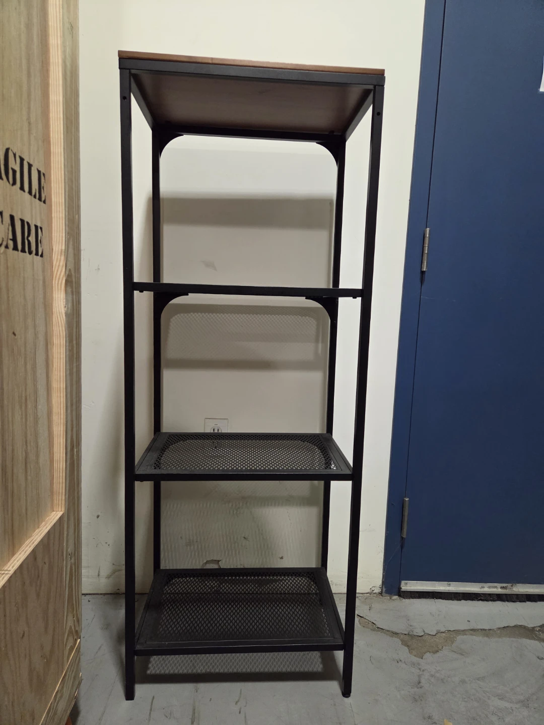 Black Metal and Wood top 4-Tier Shelf Unit - photo 2