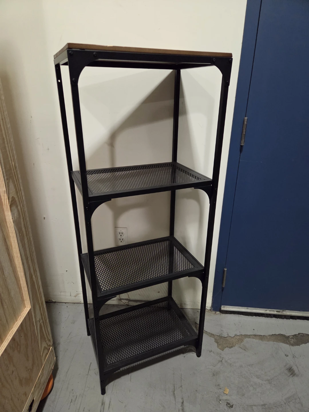Black Metal and Wood top 4-Tier Shelf Unit - photo 4