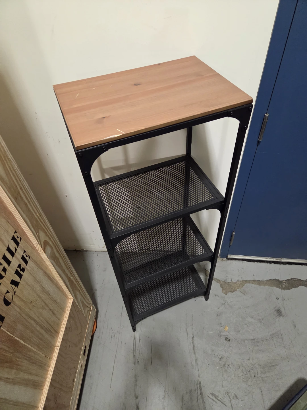 Black Metal and Wood top 4-Tier Shelf Unit - photo 5