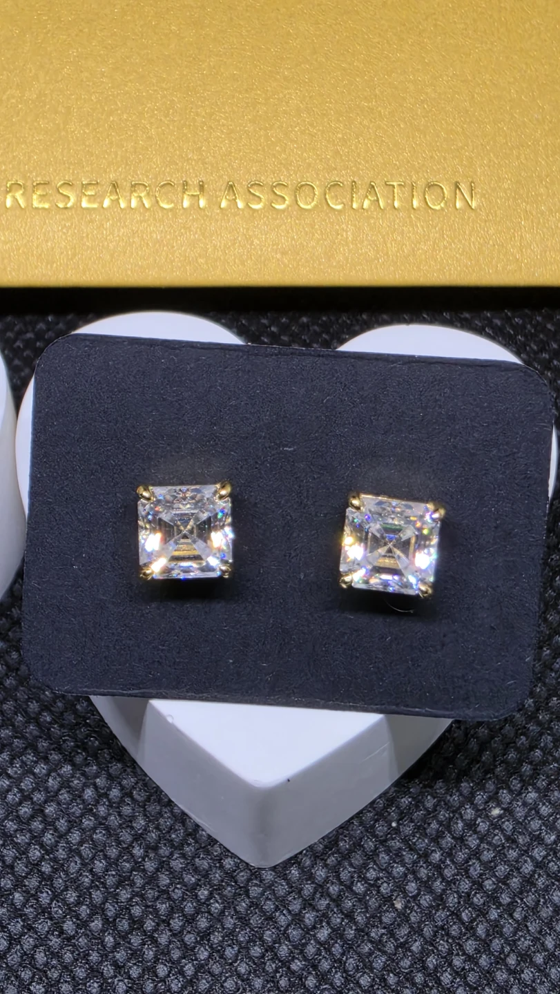 Silver 92.5 Square Cut Gemstone Stud Earrings - photo 3