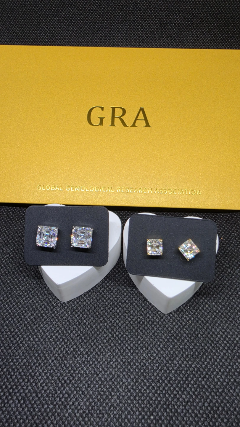 Silver 92.5 Square Cut Gemstone Stud Earrings - photo 4