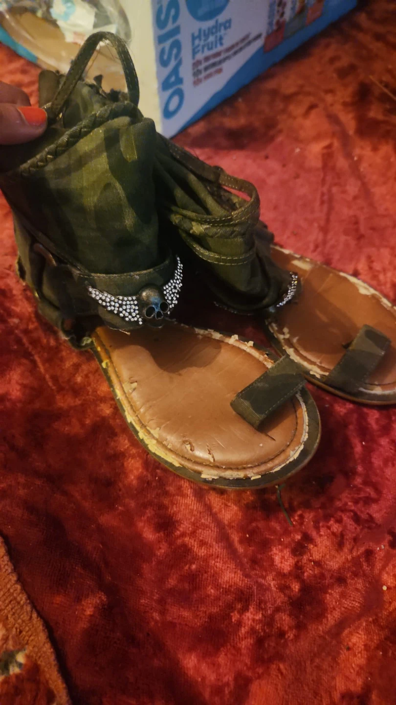 Gladiator Sandals with Skull Detail