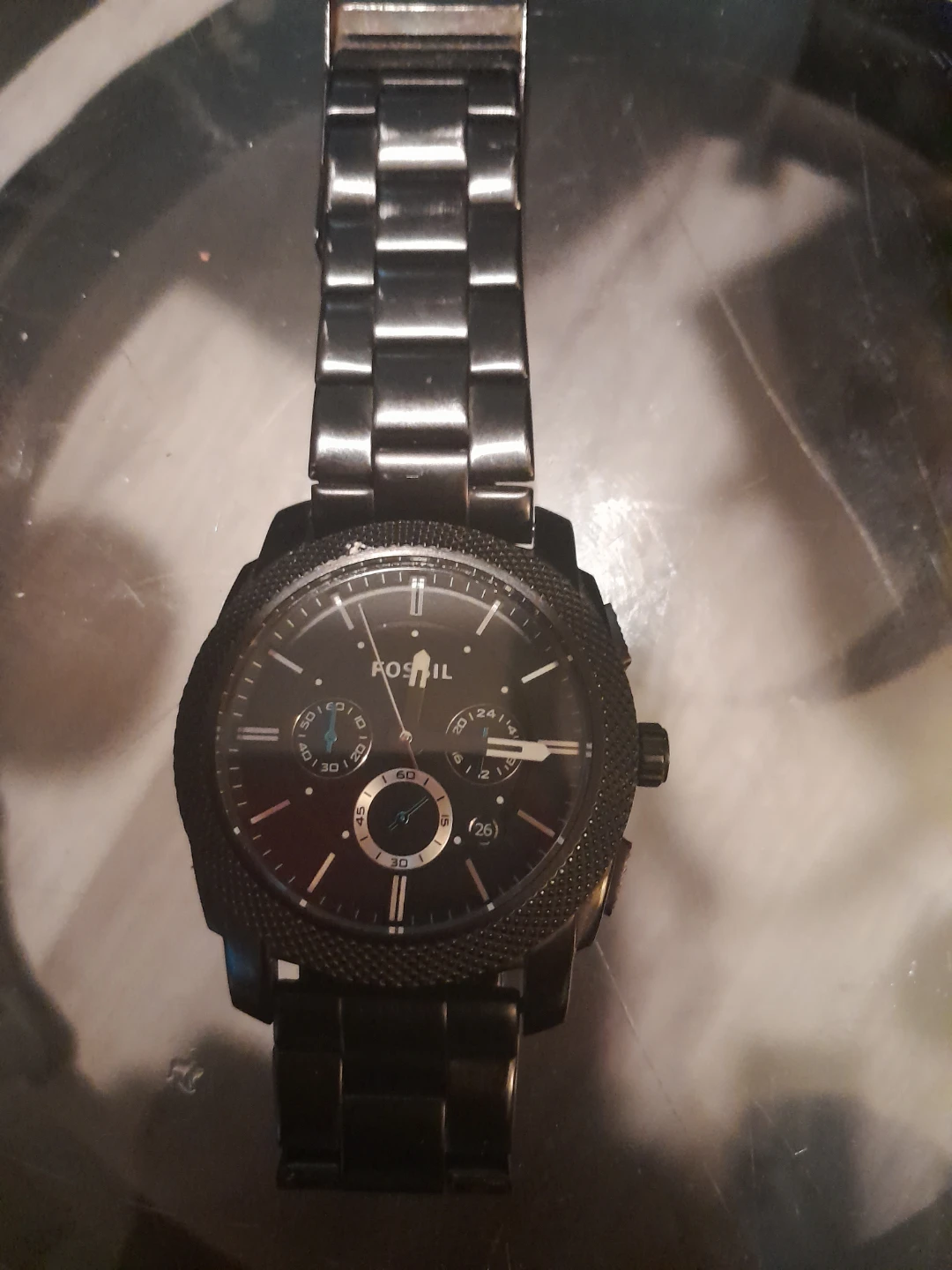 Fossil Chronograph Watch - Black Stainless Steel