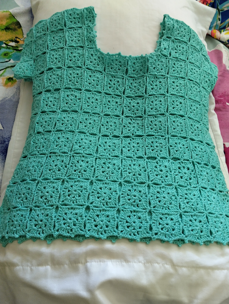 Teal Crochet Top