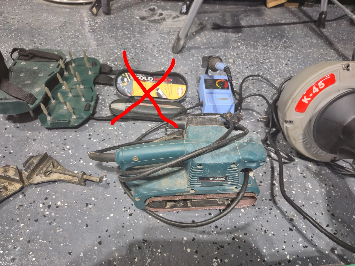 Multiple power and hand tools.
