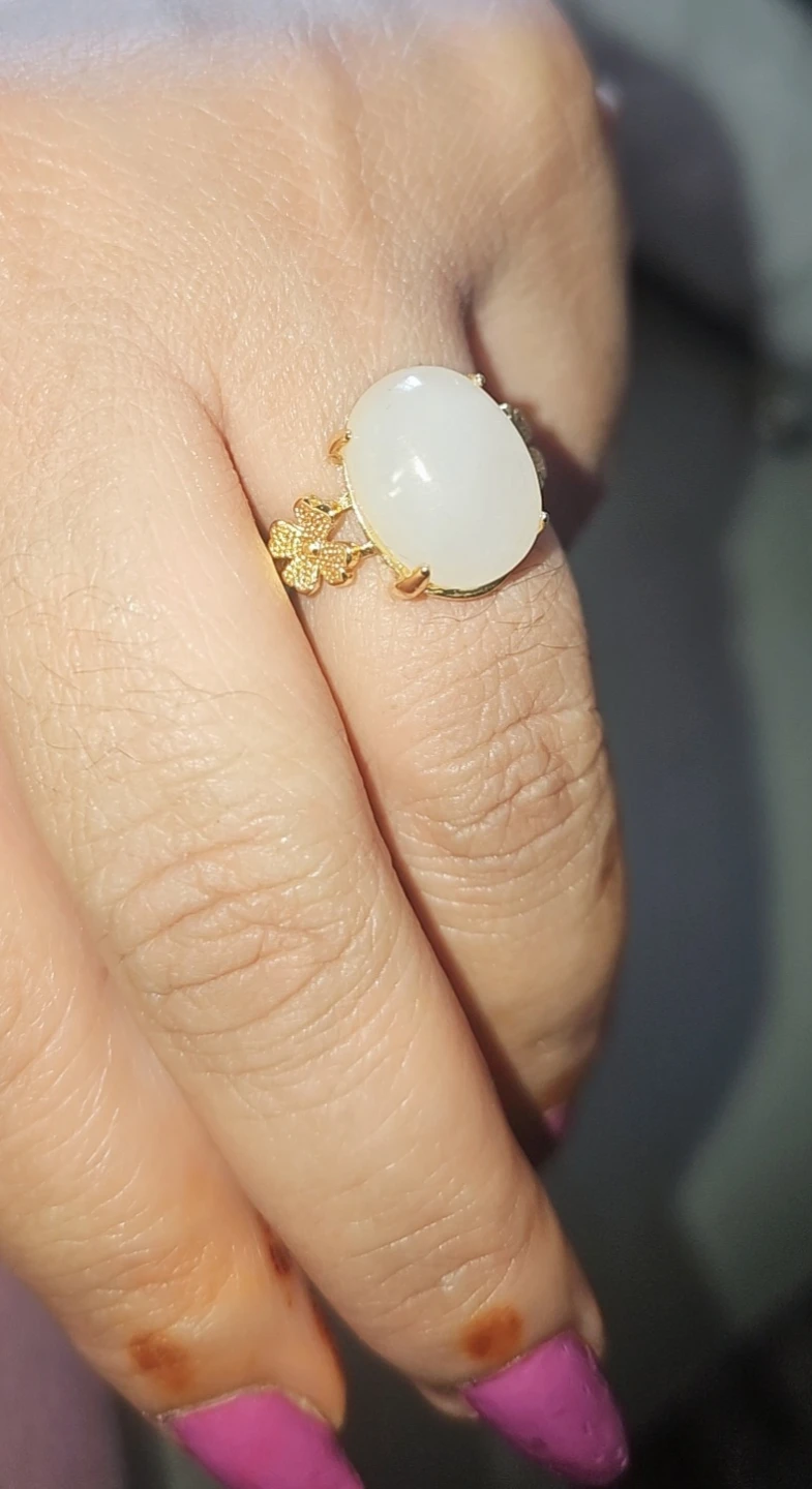 Genuine white and greenJade  Rings