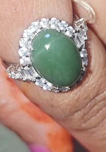 Genuine white and greenJade  Rings - photo 3