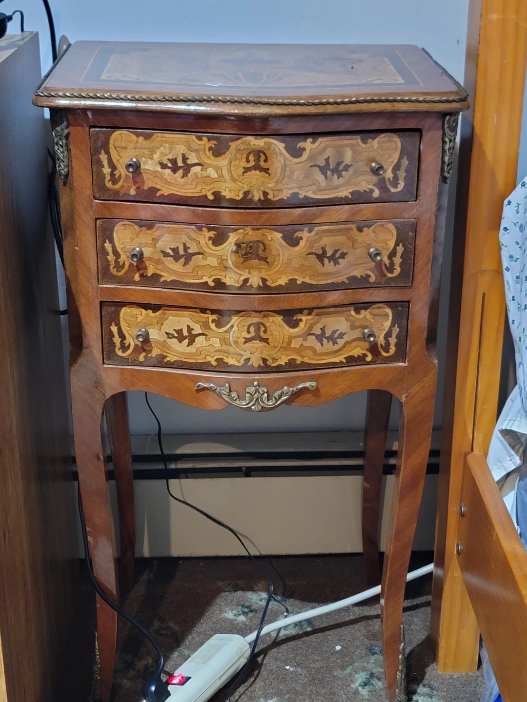 Vintage Inlaid Wood Chest of Drawers