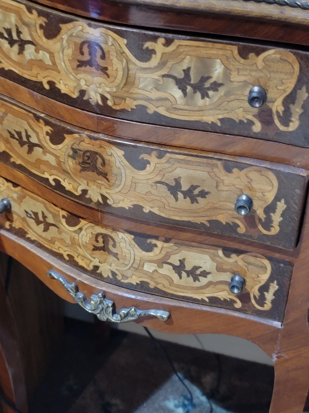 Vintage Inlaid Wood Chest of Drawers - photo 2