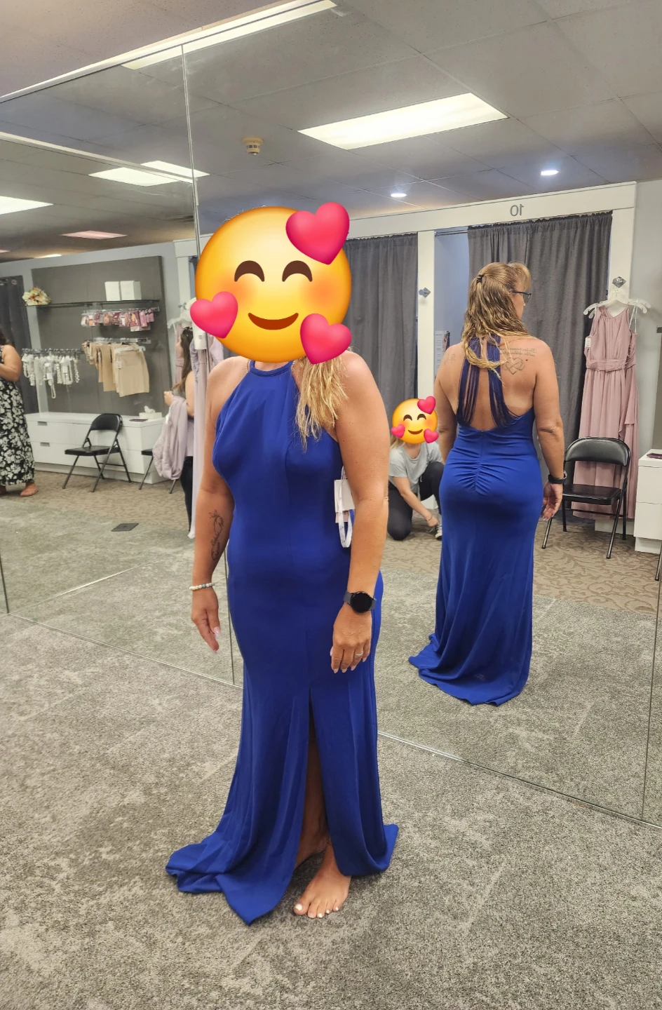 Royal Blue Halter Neck Dress with Slit size 10