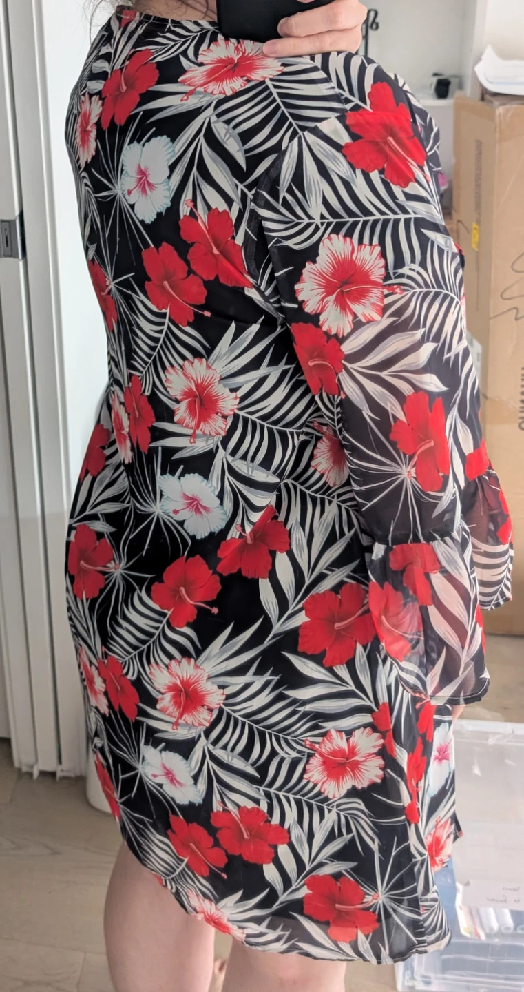 Sheer Floral Black/Red/White Kimono - photo 2