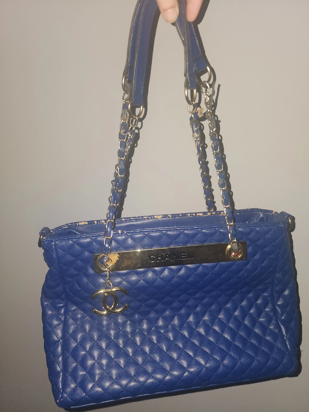 Blue Quilted Shoulder Bag